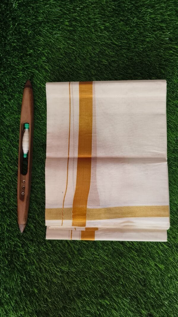 1" Gold Jari Cream Dhoti