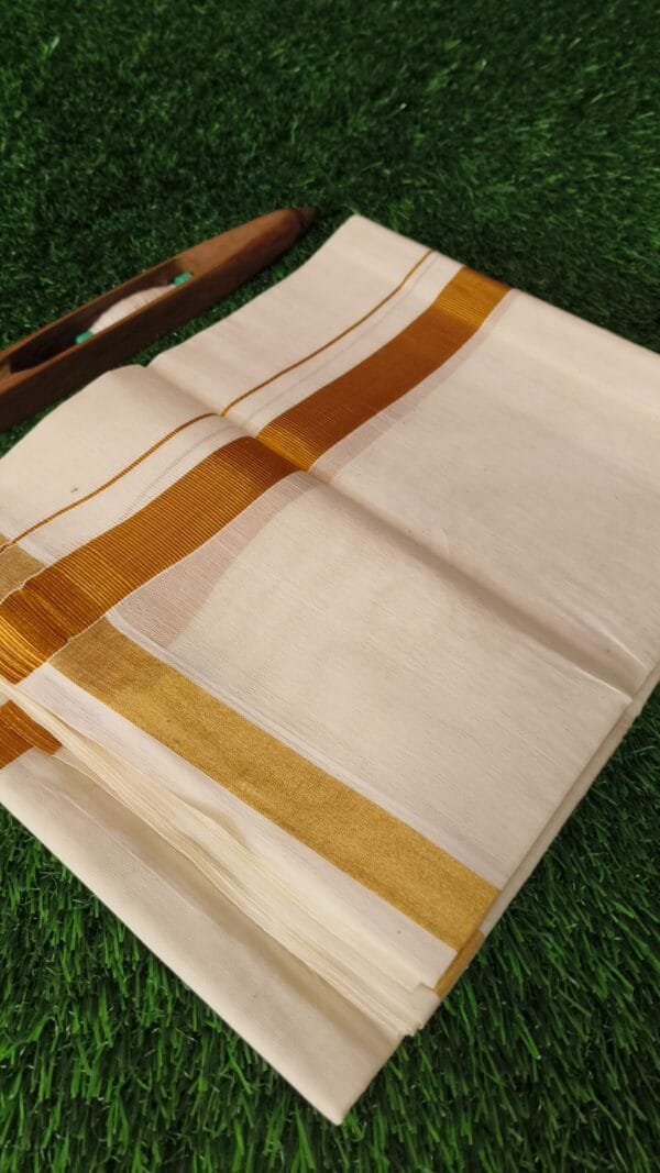 1" Gold Jari Cream Dhoti