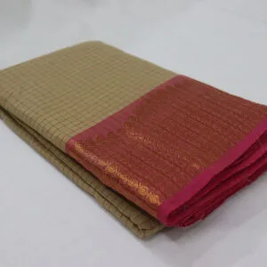 Designer Cotton Saree – Small Checks with Double Border