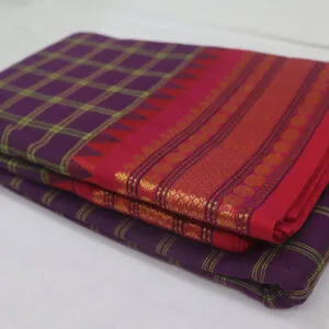 Designer Cotton Saree - Large Checks with Double Border