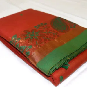 Designer Cotton Saree – Mango pattern with Single Border