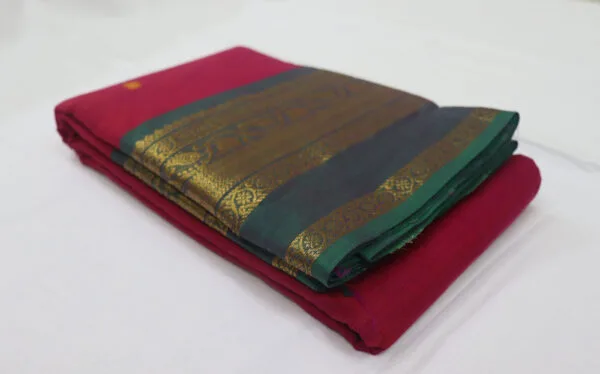Designer Cotton Saree – Plain Saree with Symmetric Double Border