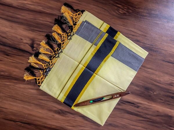 Kerala Tissue Saree with Tassels - Image 2