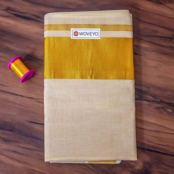 Kerala Tissue Saree with 4" Golden Zari