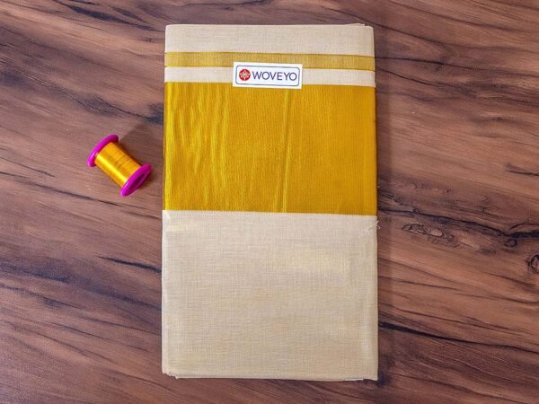 Kerala Tissue Saree with 5″ Golden Zari