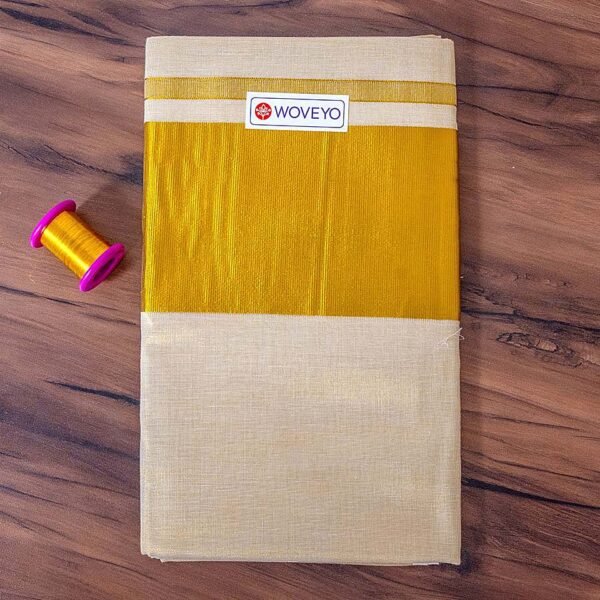 Kerala Tissue Saree with 5″ Golden Zari