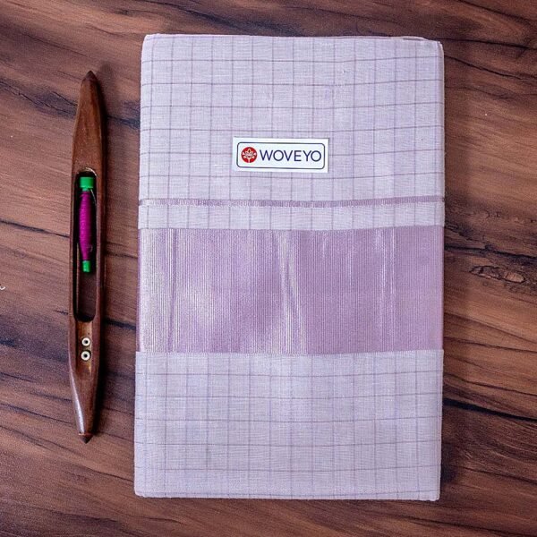 Kerala Silver Tissue Saree with Checks