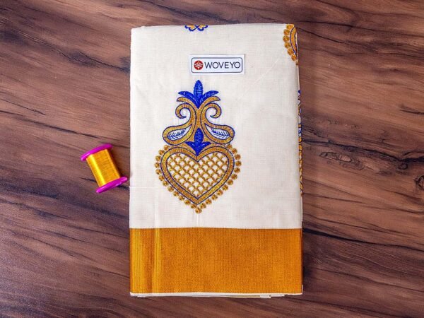 Floral Embroidered Kerala Saree