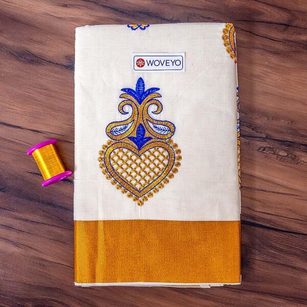 Floral Embroidered Kerala Saree