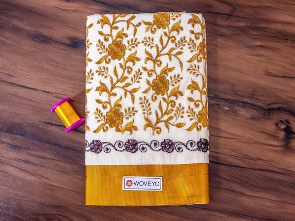 Ethnic Kerala Saree with Detailed Embroidery