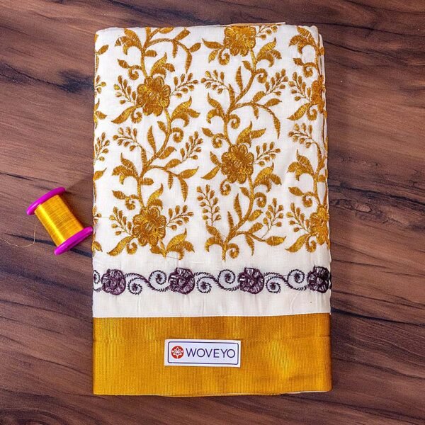 Ethnic Kerala Saree with Detailed Embroidery