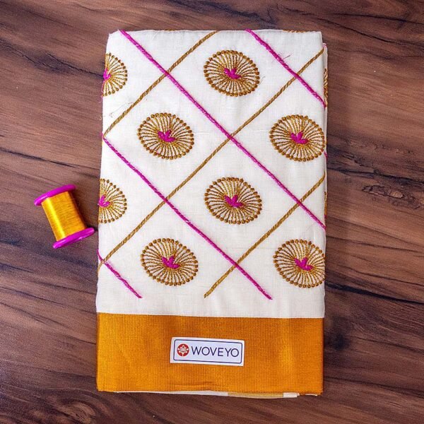 Designer Embroidered Kerala Saree