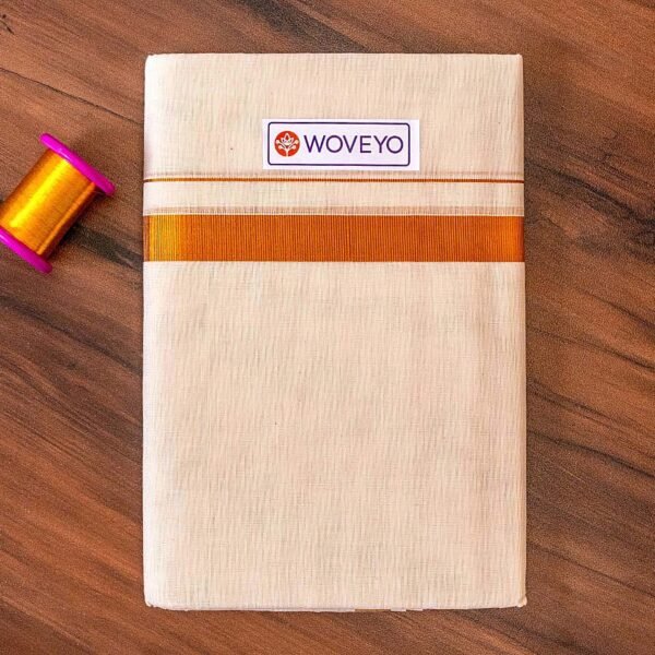 Premium Golden Zari Kerala Cream Dhoti