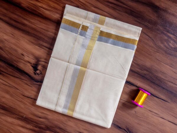 Mixed Zari Kerala Cream Dhoti