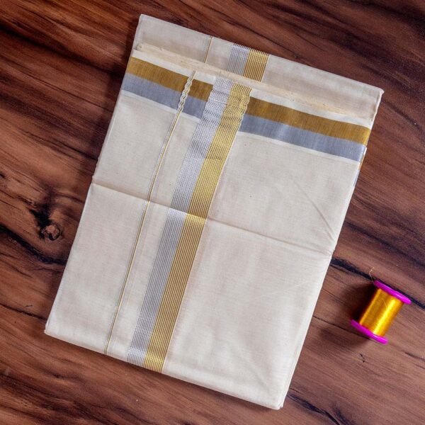 Mixed Zari Kerala Cream Dhoti