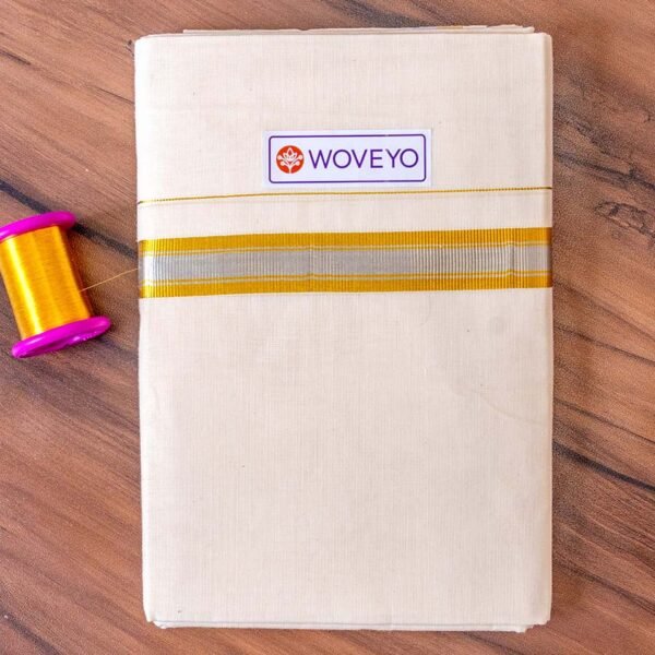 Mixed Zari Kerala Cream Dhoti