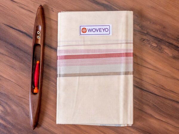 Rose Gold & Silver Zari Mix Kerala Cream Dhoti