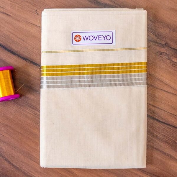 Mixed Zari Kerala Cream Dhoti