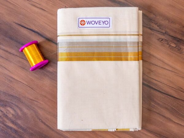 Mixed Zari Kerala Cream Dhoti