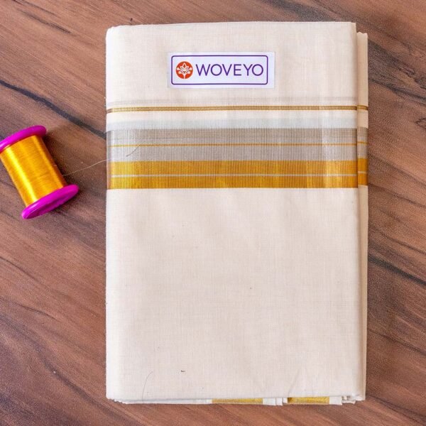 Mixed Zari Kerala Cream Dhoti