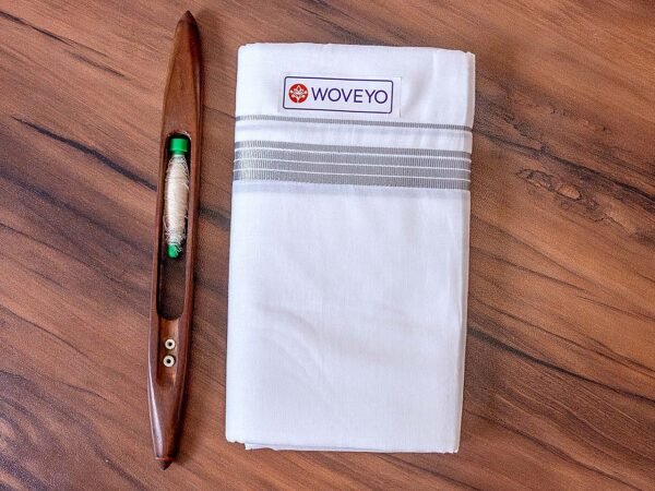 Silver Zari Kerala Bleached Dhoti
