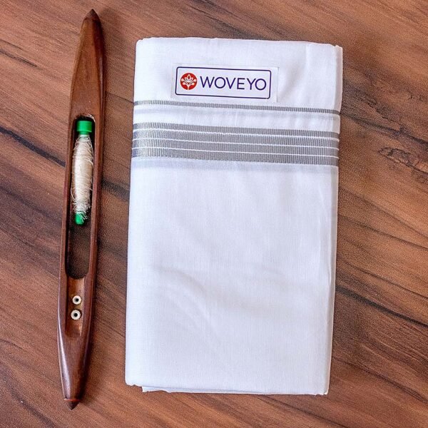 Silver Zari Kerala Bleached Dhoti