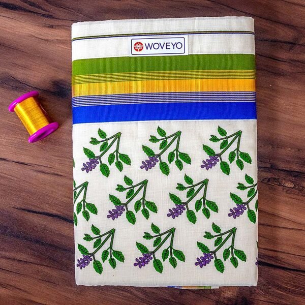 Thulasi Mural Print Kerala Cotton Saree