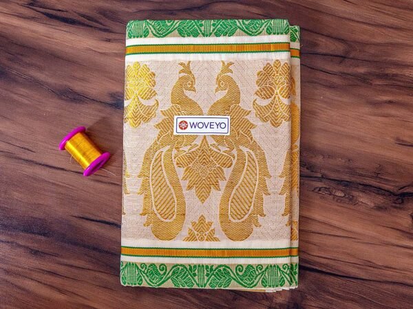 Peacock Design Jacquard Loom Kerala Cotton Saree