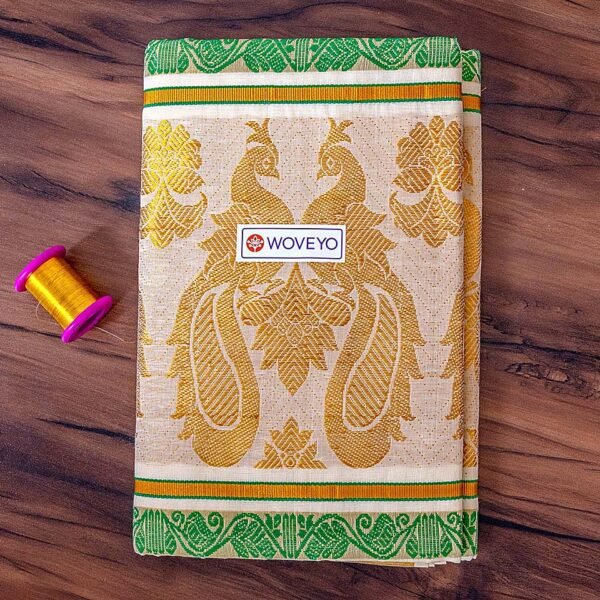Peacock Design Jacquard Loom Kerala Cotton Saree