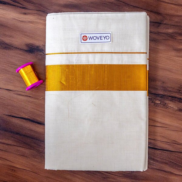 2″ Golden Zari Kerala Cotton Saree