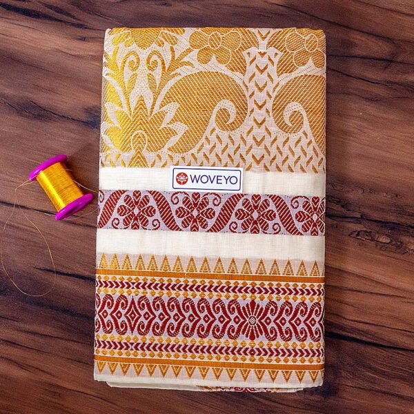 Floral Design Jacquard Loom Kerala Cotton Saree