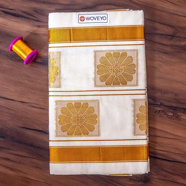 Floral Design Jacquard Loom Kerala Cotton Saree