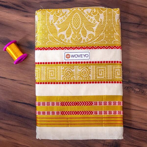 Floral Design Jacquard Loom Kerala Cotton Saree