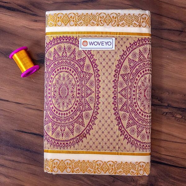 Floral Design Jacquard Loom Kerala Cotton Saree