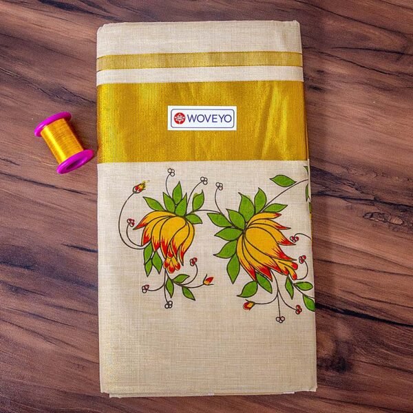 Floral Print Kerala Tissue Saree