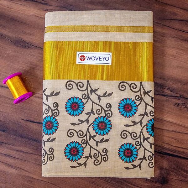 Floral Print Kerala Tissue Saree
