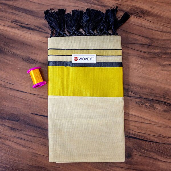 Kerala Kasavu Tissue Saree with Tassels