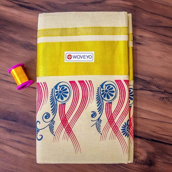 Floral Print Kerala Tissue Saree