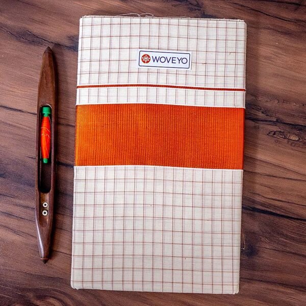 Copper Zari Kerala Cotton Saree with Blocks