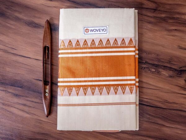 Temple Design Copper Zari Kerala Cotton Saree