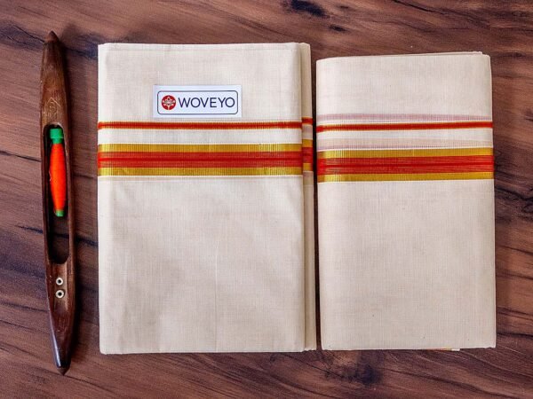 Premium Kerala Cotton Set Mundu with Micro Check Border