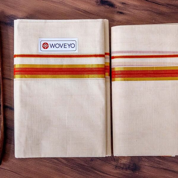 Premium Kerala Cotton Set Mundu with Micro Check Border