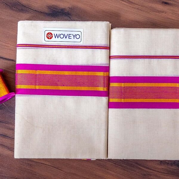 Kerala Cotton Set Mundu with Mixed Zari Border