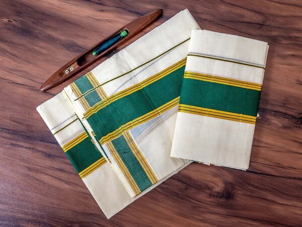 Premium Kerala Cotton Set Mundu with Mixed Zari Border - Image 2