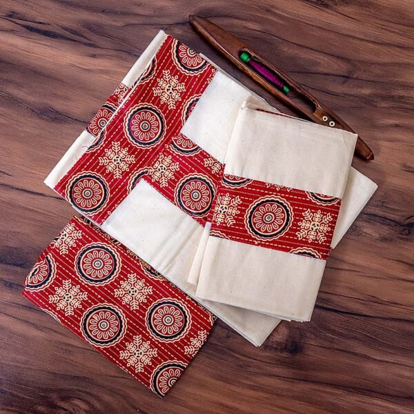 Ajrak Kerala Cotton Set Mundu with Matching Blouse
