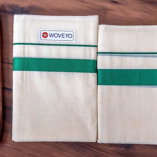 Green Kattikara Kerala Cotton Set Mundu