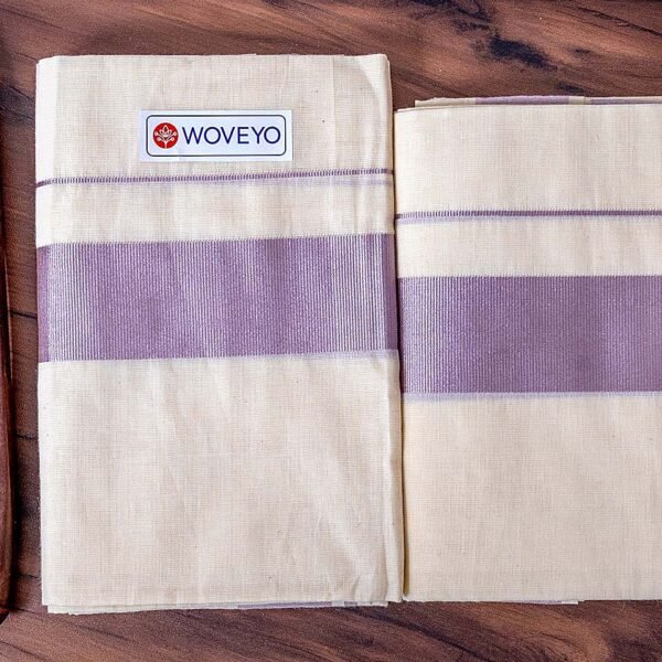 Rose Gold Zari Kerala Cotton Set Mundu