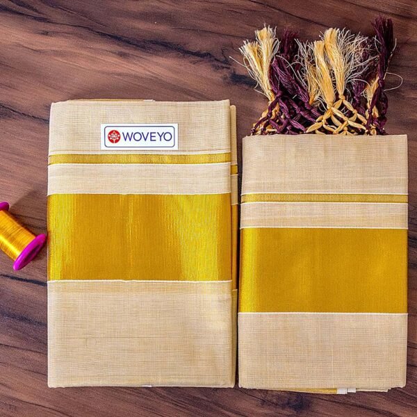 Kerala Tissue Set Mundu with Tassels