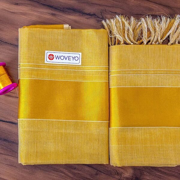 Wedding Special Kerala Tissue Set Mundu with Tassels