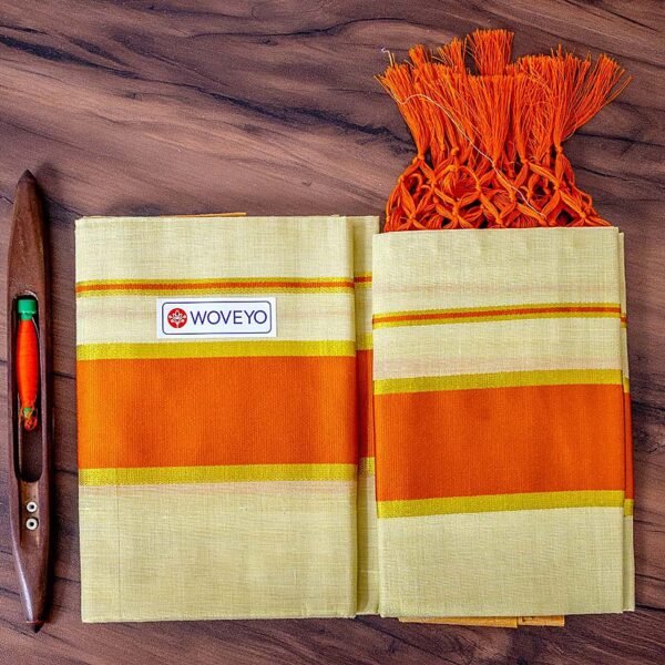 Mixed Zari Kerala Tissue Set Mundu with Tassels